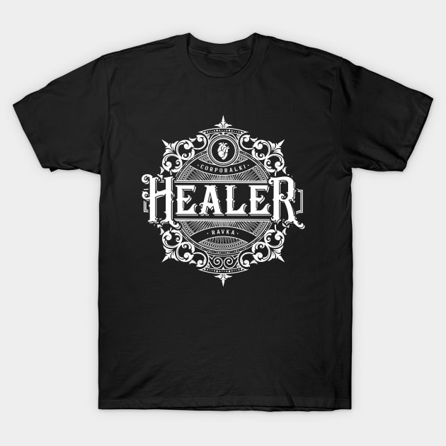 Shadow and Bone: Healer (monochrome) T-Shirt by firlachiel